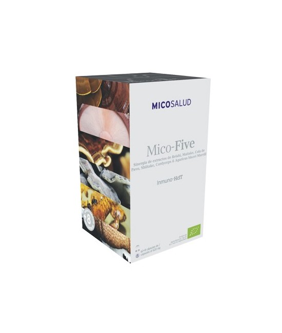 MICO-FIVE (INMUNO-HDT) 70 CAPSULAS HIFAS DA TERRA
DESCRIPCIÓN DEL PRODUCTO
La sinergia de Reishi, Maitake, Shitake, Cola de p
