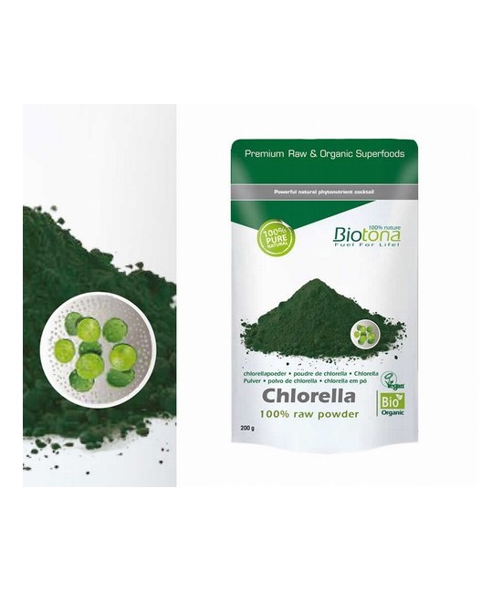 Chlorella
100% raw powder - 200 gr.
La chlorella (literalmente pequeña hoja verde) no se descubrió hasta el final del siglo