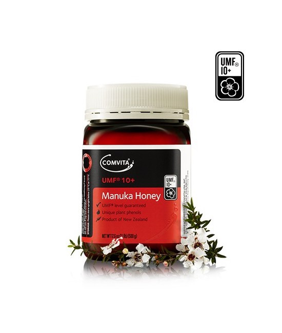 La auténtica UMF 10+ Manuka Honey de Comvita se produce en Nueva Zelanda. Se garantiza que sea al menos UMF 10+, respaldado por