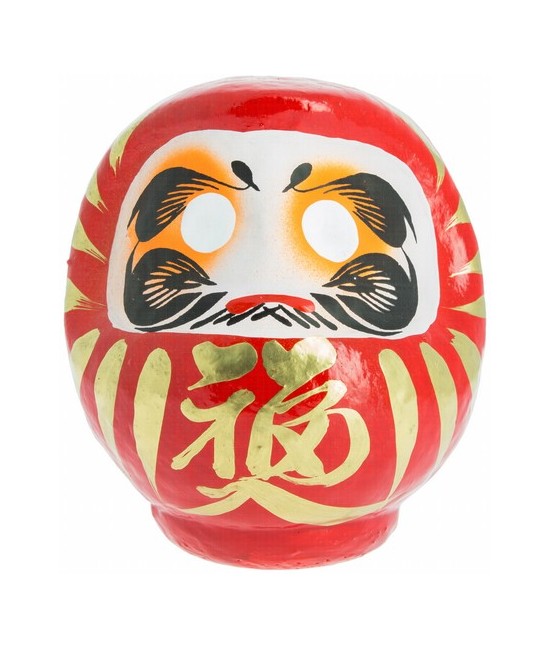 Daruma es el monje que llevó el budismo a China y también tiene muchas caras. Esta es una de sus caras mas populares: en Japón 