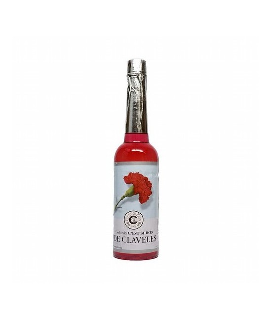 Esta agua de Claveles posee un particular aroma sensual que favorece el buen ánimo y la alegría, ayudando a calmar el estrés y 