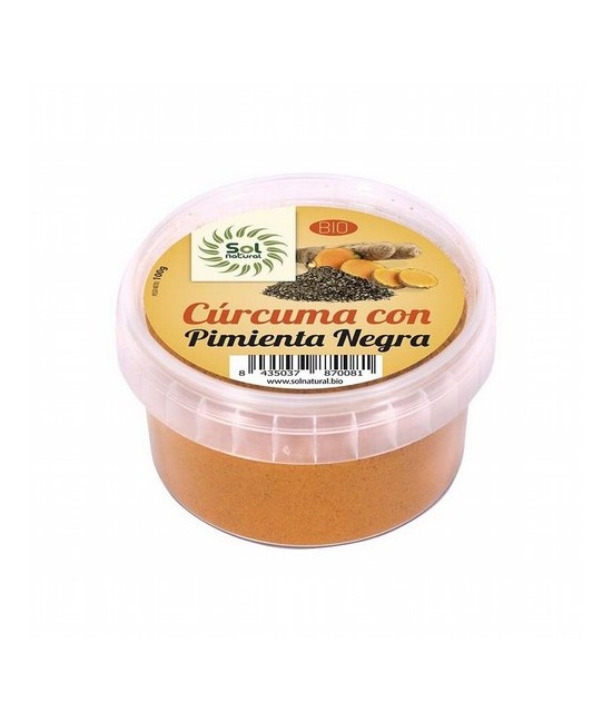 DESCRIPCIÓN DEL PRODUCTO
CURCUMA CON PIMIENTA NEGRA BIO 100 G SOL NATURAL   Ingredientes: Cúrcuma* 95% y Pimienta Negra Molida