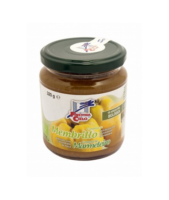 Compota de membrillo procedente de agricultura ecológica certificada. Obtenida de la cocción de la fruta y su mezcla con concen