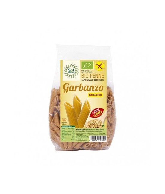 PENNE DE GARBANZO Y LINO SIN GLUTEN BIO 250 G SOL NATURAL
 

Ingredientes:
Harina de Garbanzo* 80% y Harina de Lino Dorado*