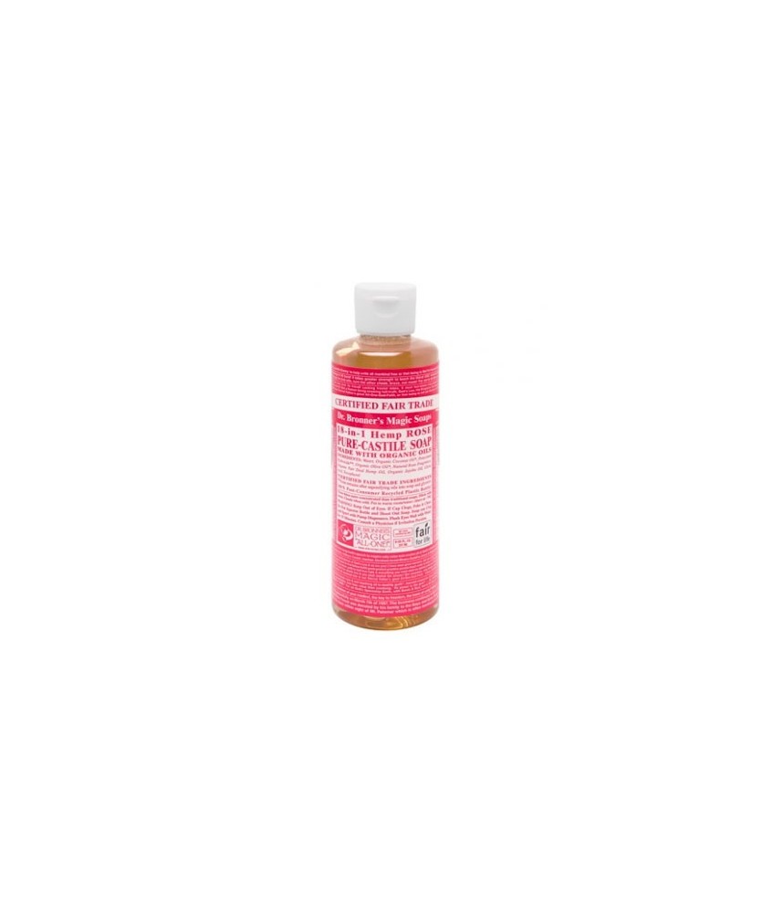 El Jabón Líquido de Castilla del Dr. Bronners de Rosas, con sus maravillosamente mezclados aceites esenciales, da una impresió