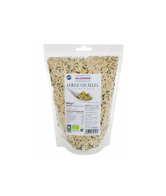 Quinoa con Algas  500g
Contiene 50g de algas por Kilo

Quinoa Real de los Andes bolivianos, alga Wakame atlántica silvestre