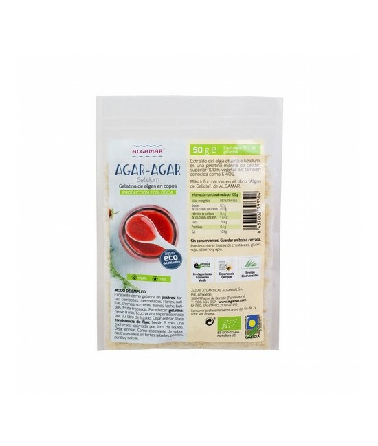 Es la gelatina marina de más alta calidad. Esta fibra soluble extraída del alga Gelidium sesquipedale, tiene sabor neutro. Por 