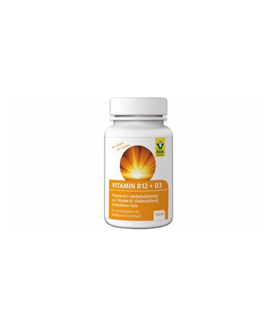 Vitamin B12 + D3 (Comprimidos para chupar)
Con sabor a fruta del bosque

Suplementos dietéticos veganos
Vitamina B12 (metil