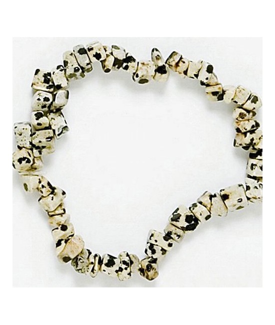 Pulsera Chip Jaspe Dálmata.
Presentada en jinete de cartón con nombre de mineral y su propiedad.