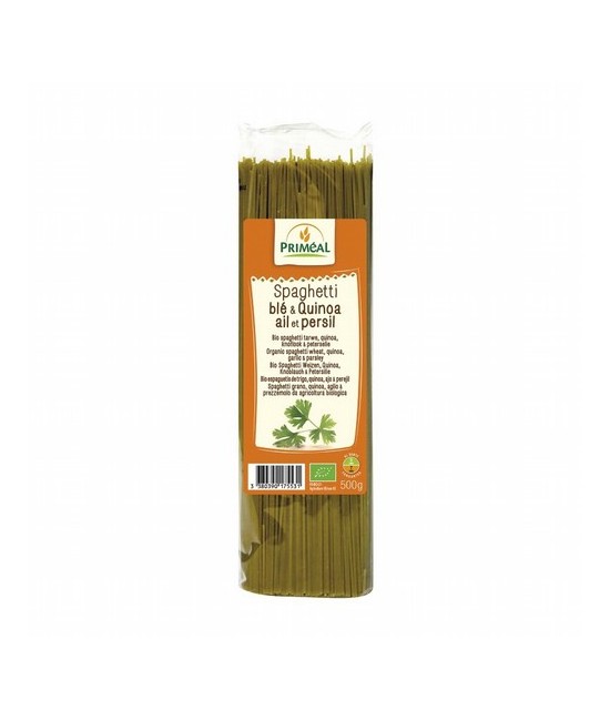 Ingredientes: Semola de TRIGO de calidad superior * (86.5%), quinoa * (10%), perejil * (3%), ajo *. * de la agricultura ecológi