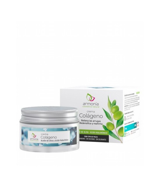 Crema Colágeno a base de aceite de oliva y ácido hialurónico. La crema de Colágeno aporta flexibilidad y previene la aparición 