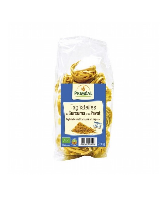 Deliciosos tagliatelle con el color y aroma exclusivo gracias a la cúrcuma y las semillas de amapola. Listos en 10 minutos, ide