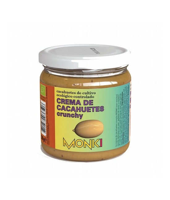 CREMA DE CACAHUETES CRUJIENTE BIO 330G MONKI
Crema de cacahuetes crunchy Monki (con trocitos)

Ingredientes:
cacahuetes tos