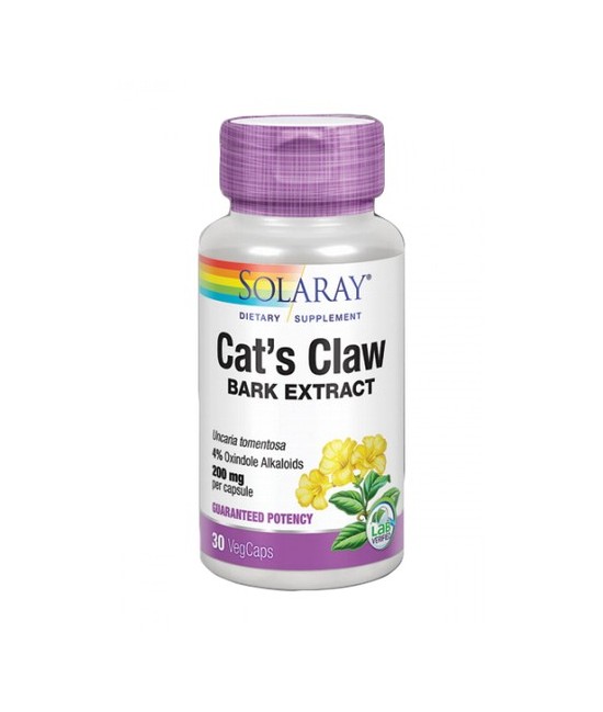 Uña de gato (Uncaria tomentosa)

200

mg

 (extracto de corteza)(garantiza 8 mg[4%] total indol alcaloides

Uña de gato