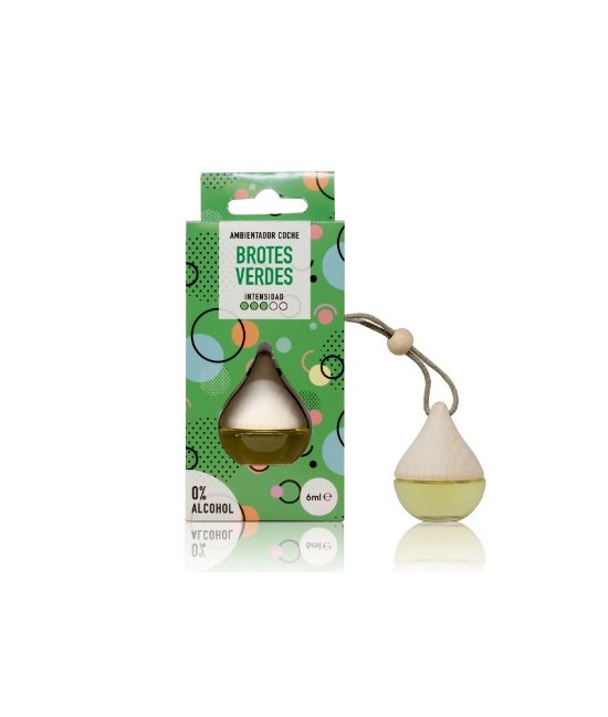 El ambientador coche Drop  Brotes Verdes perfuma coches, armarios y taquillas con un aroma  herbal con una intensidad de 3 punt