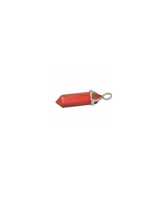 COLGANTE PUNTA BITERMINADA JASPE ROJO BISUTERIA