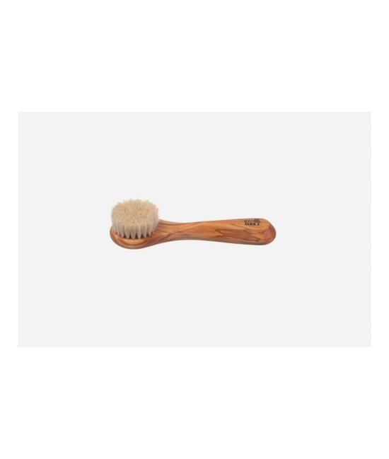 Cepillo facial con mango, madera de olivo, cerdas suaves de cerdo doméstico