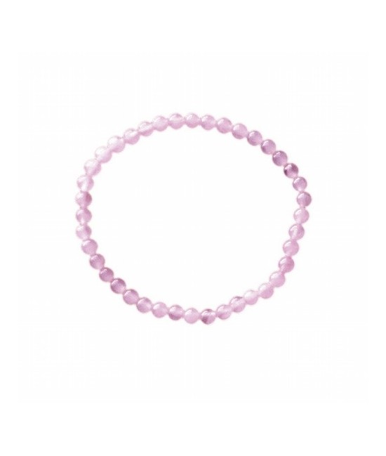 Pulsera de 15 bolas de Cuarzo Rosa pulida de 4 mm.
Engarce de goma elástica