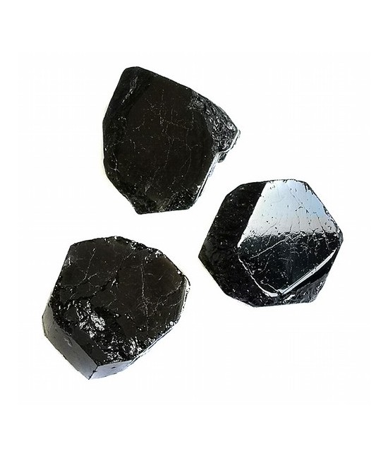Turmalina negra en bruto con una cara pulida. 

Tamaños aprox: 4x3cm

Peso por pieza aprox 150-200 gr.