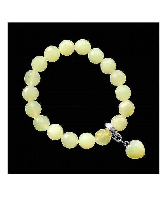 
Pulsera Jade Bola 8mm Facetada con Colgante Corazón.