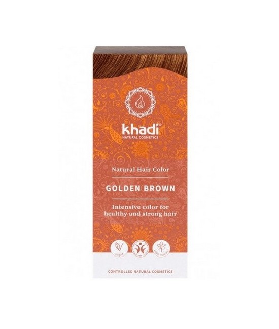 Tinte natural Khadi que proporcionan un tono castaño dorado natural al cabello.

Formulaciones ayurvedas de larga permanencia