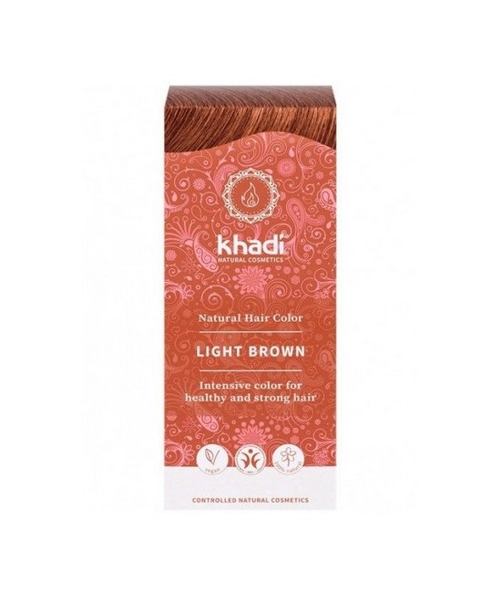 Tinte natural Khadi Castaño Claro que proporciona un tono natural al cabello.

Formulaciones ayurvedas de larga permanencia p