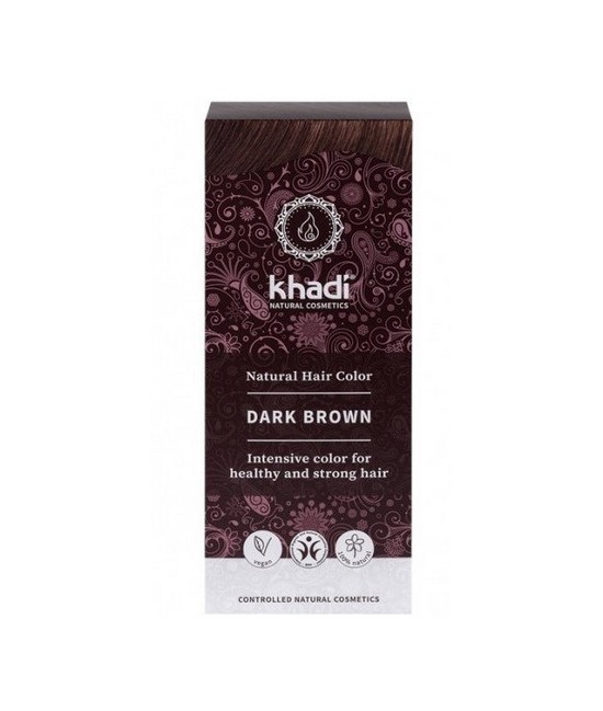 Tinte natural Khadi que proporcionan un tono castaño oscuro natural al cabello.

Formulaciones ayurvedas de larga permanencia