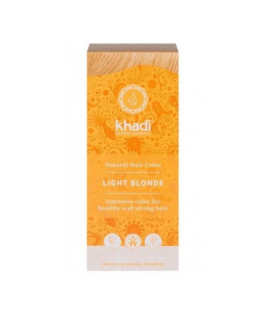 Tinte natural Khadi que proporcionan un tono rubio claro natural al cabello.

Formulaciones ayurvedas de larga permanencia pa