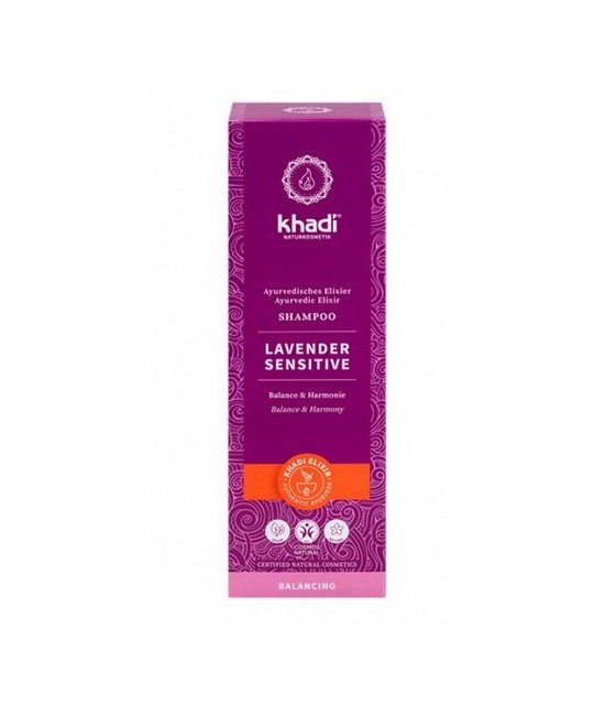 Champú Sensible Lavanda de Khadi, elixir ayurveda, alivio, armonía y cuidado para un cabello sensible 

Efecto calmante del c