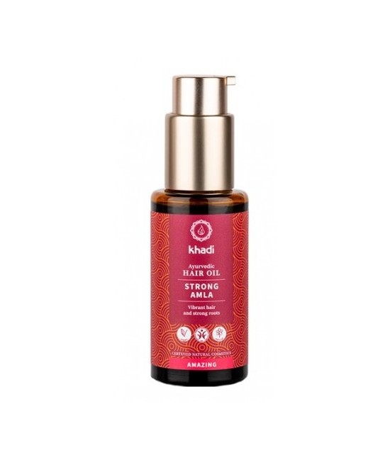 Aceite ayurveda Khadi Amla-Fortaleza: para un cabello sano, fuerte y brillante desde la raíz hasta las puntas. 

Amla aporta 