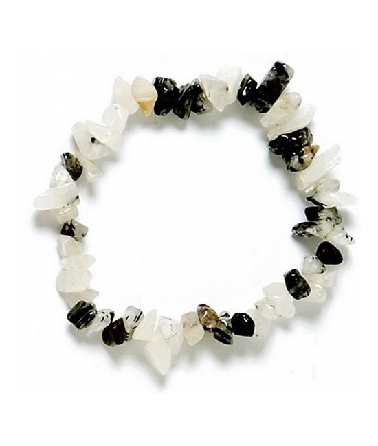 Pulsera Chip Cuarzo con Turmalina.
Presentada en jinete de cartón con nombre de mineral y su propiedad.