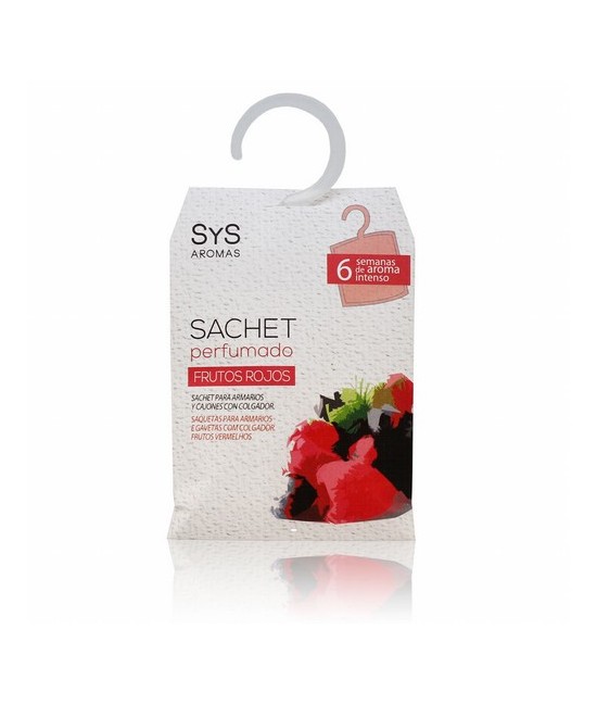 El Sachet Perfumado sys 12 g. Frutos Rojos perfuma con intensidad, durante 6 semanas, armarios y cajones. dejarán un agradable 
