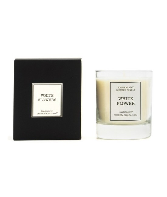 CM.VELA VASO SOJA FLORES BLANCAS 230 GR.
