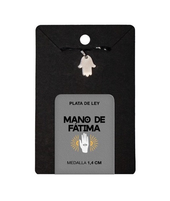 TRI.MEDALLA PLATA MANO FATIMA PLANA 1.4 CM.