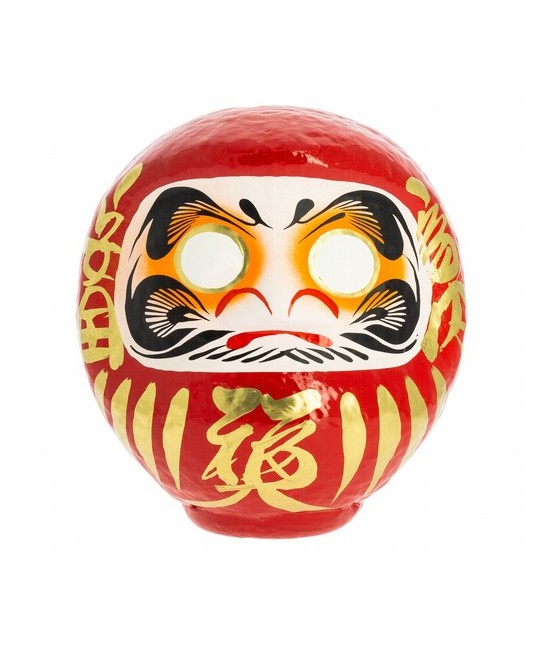 Origen: 
Japón
Características técnicas: 
18 cm, papel maché, con caja de cartón
Daruma, Daruma: hago un propósito y te pin