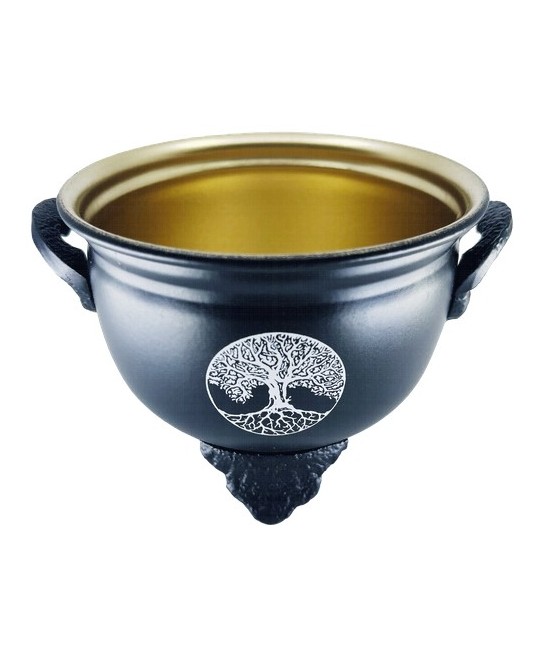 TRI.METALICO CUENCO NEGRO DORADO ARBOL 10 CM CB1146