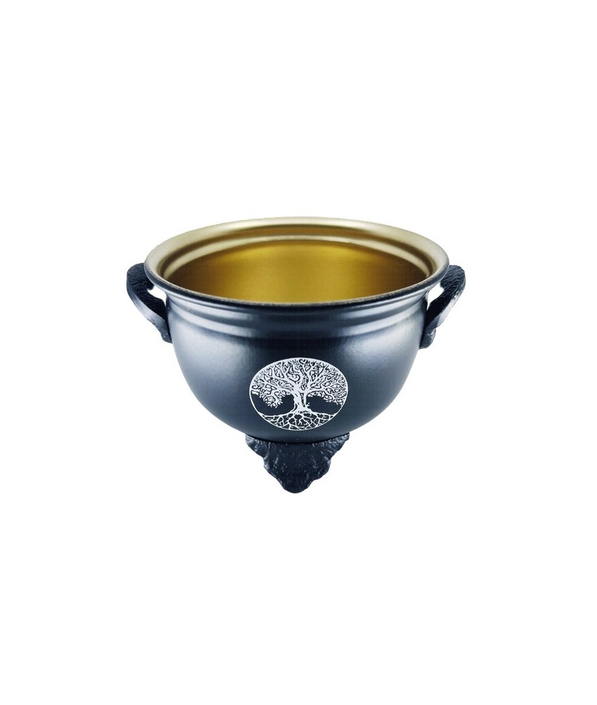 TRI.METALICO CUENCO NEGRO DORADO ARBOL 10 CM CB1146