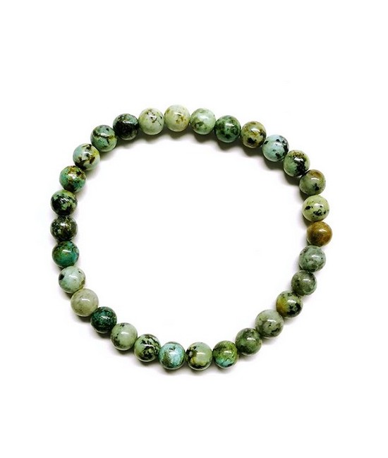 Pulsera Turquesa Africana elástica de bolitas de 6 mm.