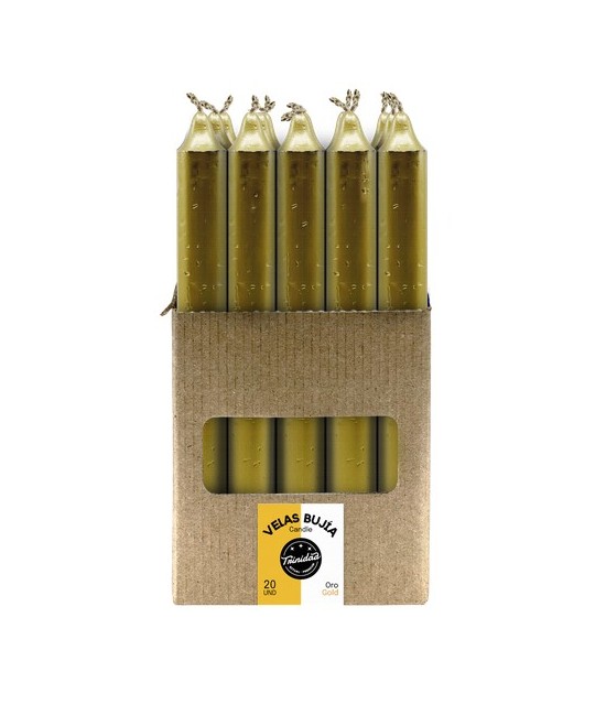 TRI.VELAS BUJIA DORADO ORO 2,1  X 19 CM.
