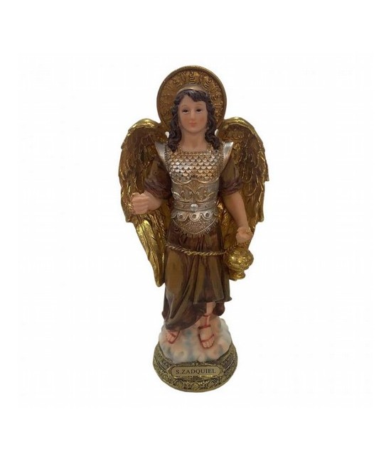 FIGURA ARCANGEL ZADQUIEL RESINA ACABADO MARFIL 23 CM.