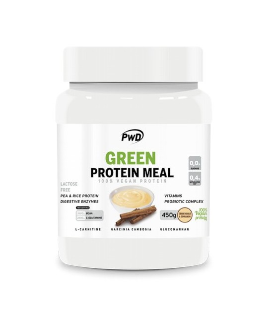 GREEN PROTEIN MEAL es una proteína apta para veganos compuesta por la combinación de proteína de guisante y de arroz con índice