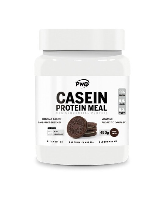 Cookies & Cream
Ingredientes: Aislado de proteínas de leche (80% caseína micelar/ 20% aislado de suero, emulgente (lecitina de