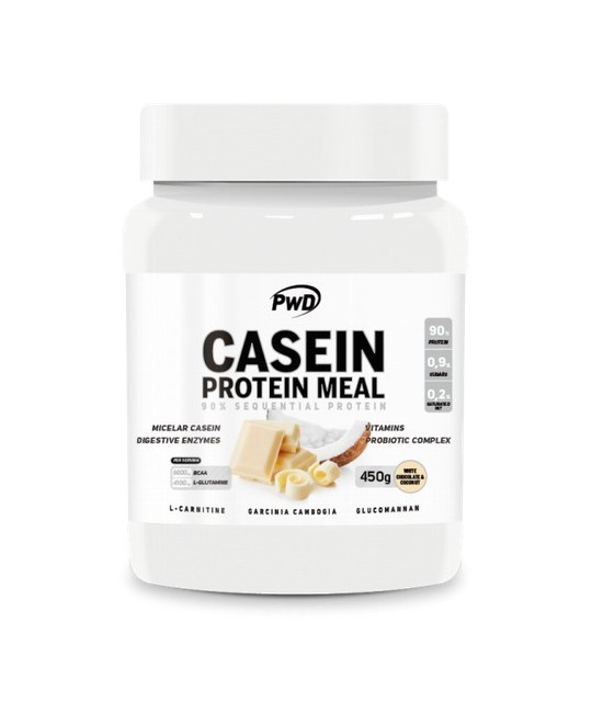 White Chocolate & Coconut
Ingredientes: Aislado de proteínas de leche (80% caseína micelar/ 20% aislado de suero, emulgente (l