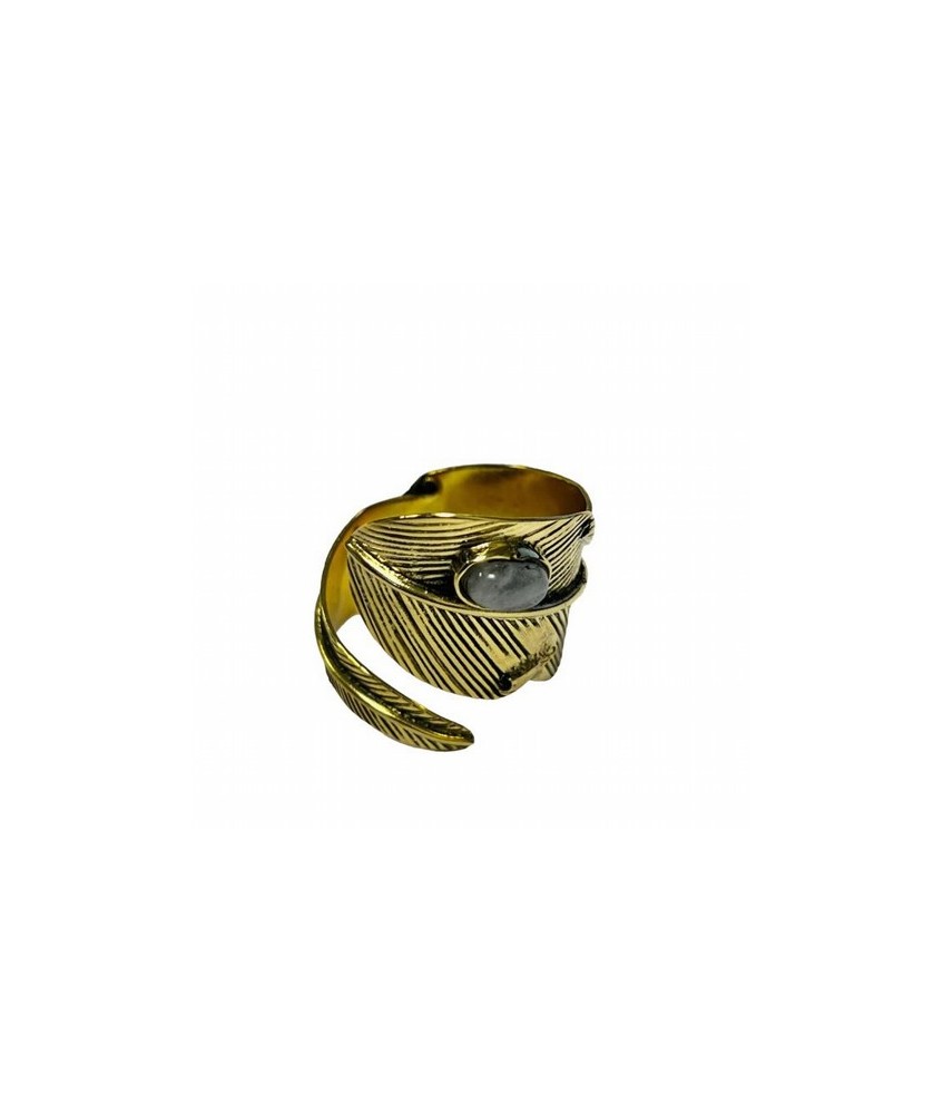 TRI.ANILLO AJUSTABLE BRONCE PIEDRA ART DECO