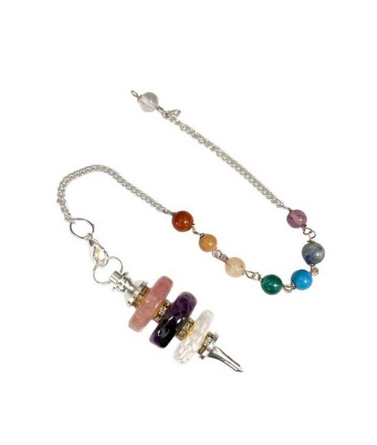 TRI.PENDULO TRES PIEDRAS CADENA CHAKRAS