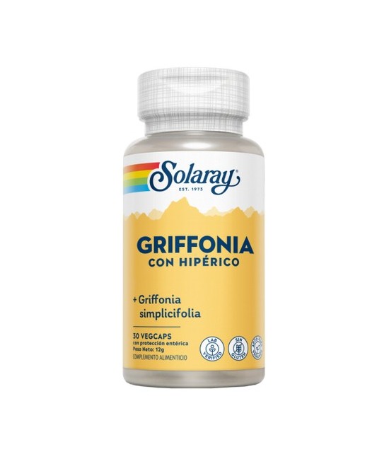 Griffonia (94% 5HTP) Con Hipérico- 30 Vegcaps
REF.36665
CONTENIDO MEDIO (POR VEGCAP)
Hipérico (Hypericum perforatum) (parte 