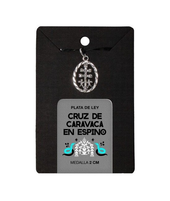 TRI.MEDALLA CRUZ CARAVACA PLATA CERCO NUDO 2 CM.