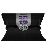 TRI.PULSERA MANO FATIMA PLATA TRENZADO NEGRO