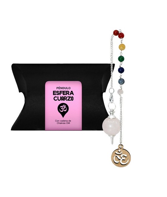 Péndulo esfera de Cuarzo Rosa Om & chakras 7 4cm
 Origen: Brasil