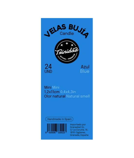 TRI.VELAS BUJIA AZUL OSCURO 2 X 19 CM.